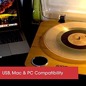 ion audio classic lp 3-speed belt-drive usb conversion turntable for mac & pc